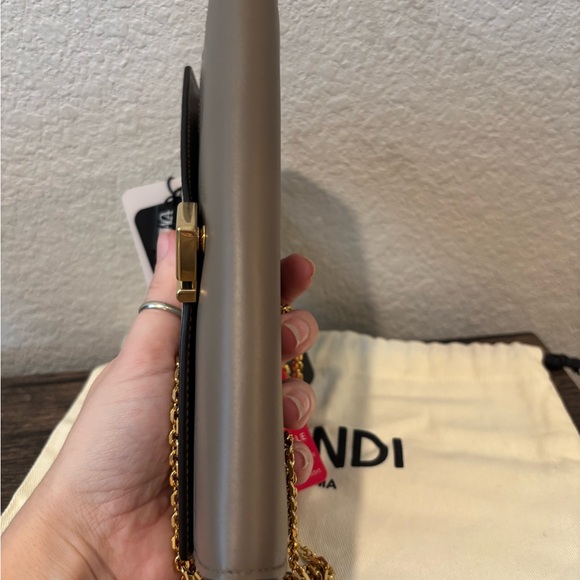 Fendi Brown Taupe Crossbody Wallet On Chain Shoulder Bag - Picture 6 of 14